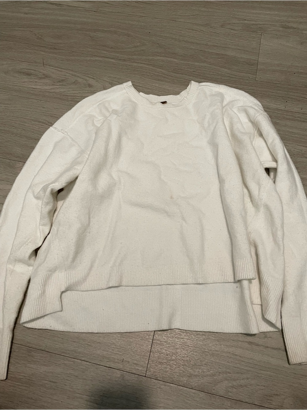 Free People Cozy White Crewneck Sweater